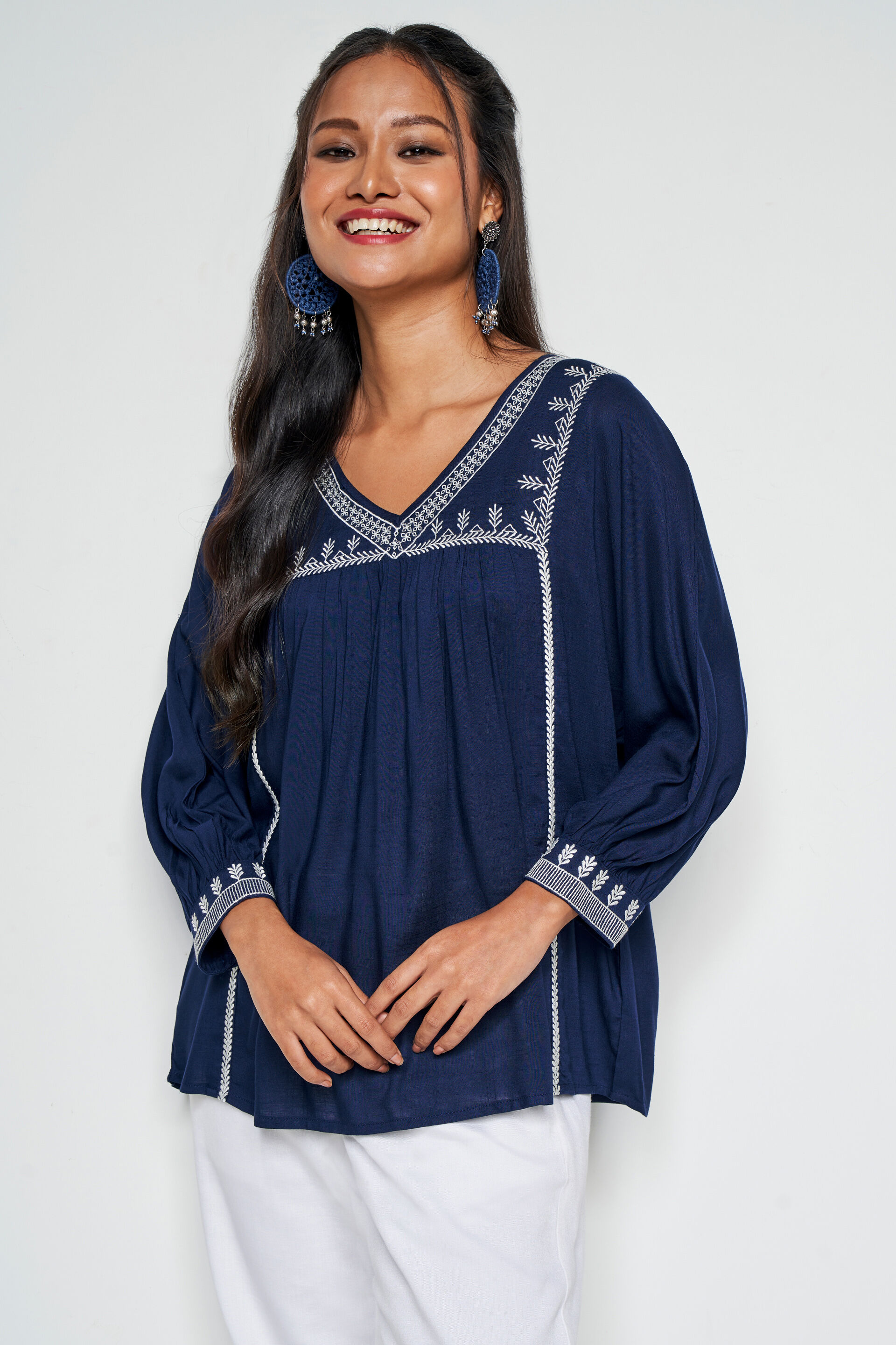 Twilight Waters Blouson Top, Blue, image 2